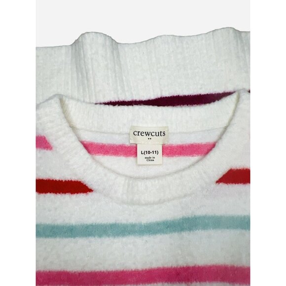 EUC Crewcuts Girls Sweater Fuzzy Cream W/ Colorful Stripes Sz L (10-11) ($70) - Picture 2 of 4